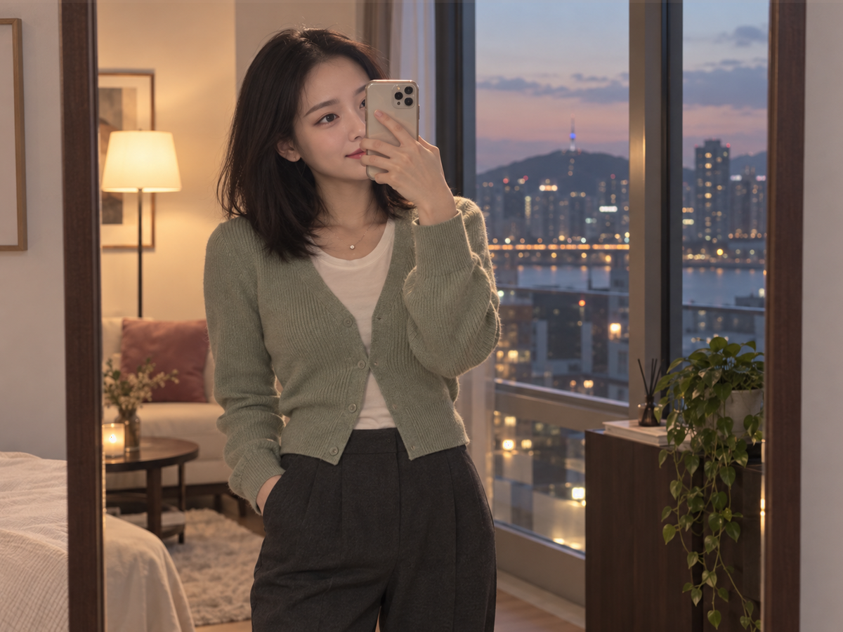 서울특별시 서초구 이동과 방문 일정을 안내하는 젊은 성인 한국 여성 관리사